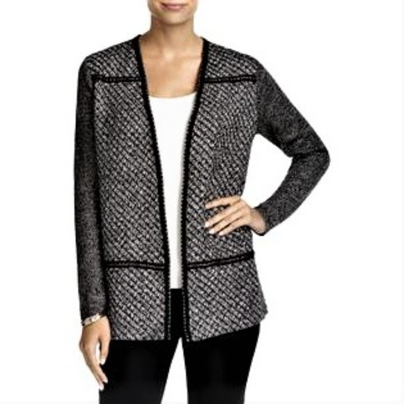 CHARTER CLUB Multi Textured Tweed Cardigan Jacket Size M Petite - Picture 7 of 7